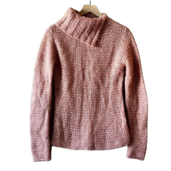 Women's M Free People Cowl Neck Sweater Rose Quartz Chunky Knit Lightweight - Picture 1 of 5